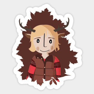 Sweet Tooth cartoon. Deer kid from Maple Forest, fan art illustration Sticker